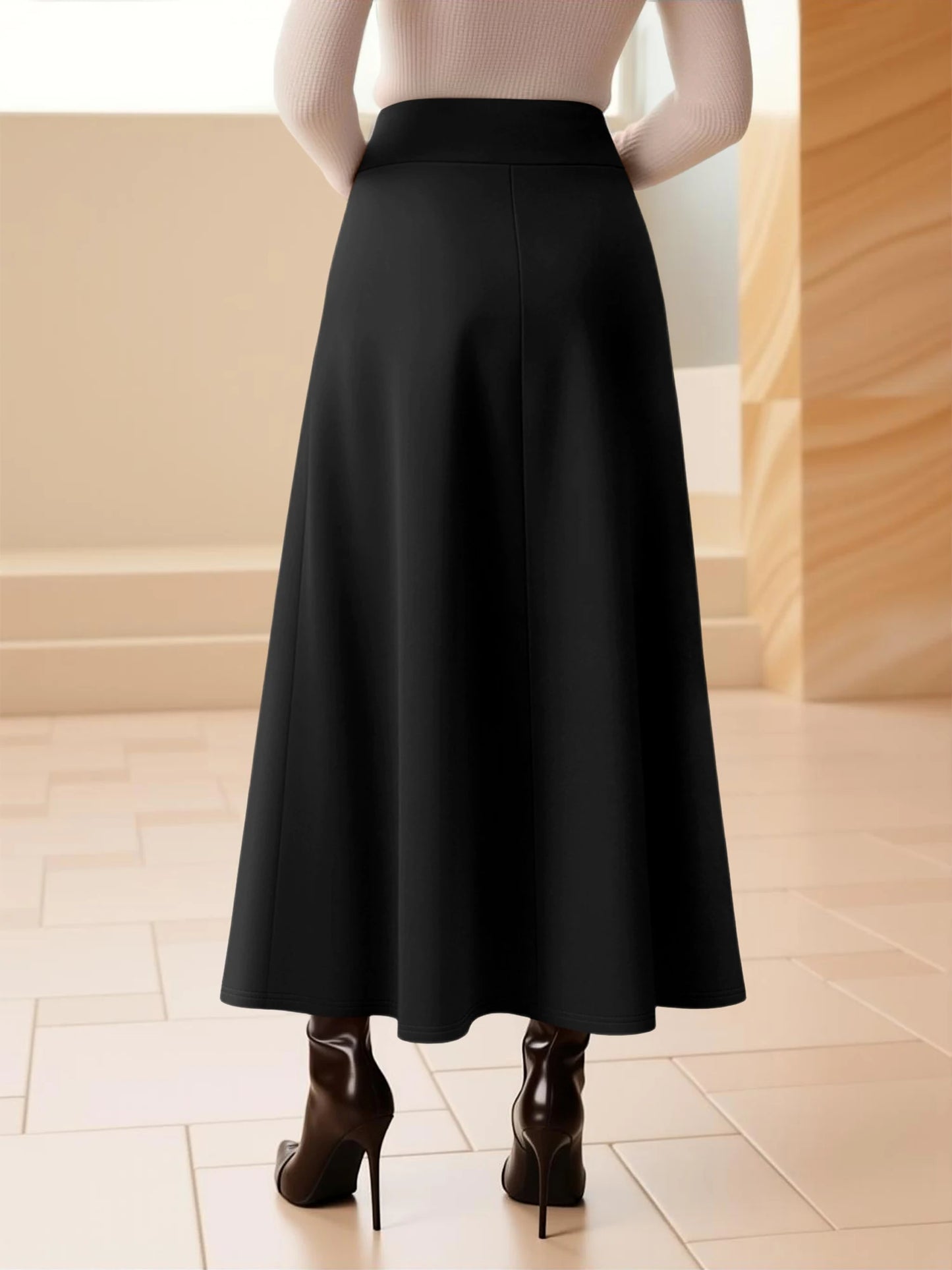 Women Midi Skirt High Waist A line Flowy Style Breathable Fabric Ideal for Casual Streetwear Dates  Classic Colors