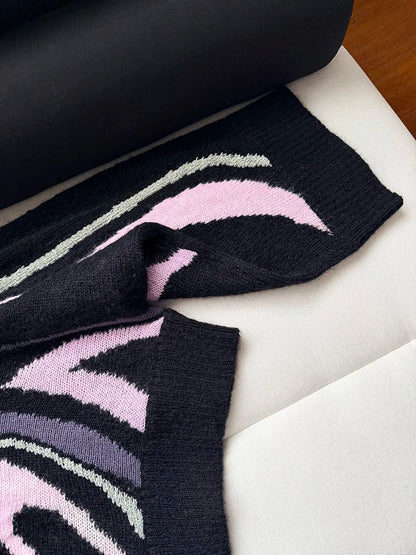 Autumn Winter Fashion Indoor Casual Geometric Knitting Pullovers Women's O-Neck Long Sleeve Loose Warm Inner Cloth Sweaters