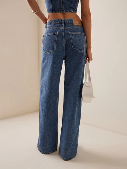 Women's Spring Autumn Stylish Button Jeans Pants 2025 New Vintage Denim Long Vintage Trousers Woman Bottoms Clothes for Ladies