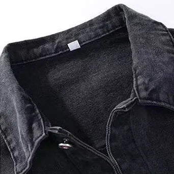 Spring Autumn Men Denim Coat Simple Solid Color Turn Down Collar Male Outerwear Single-breasted Long Sleeve Casual Man Jacket
