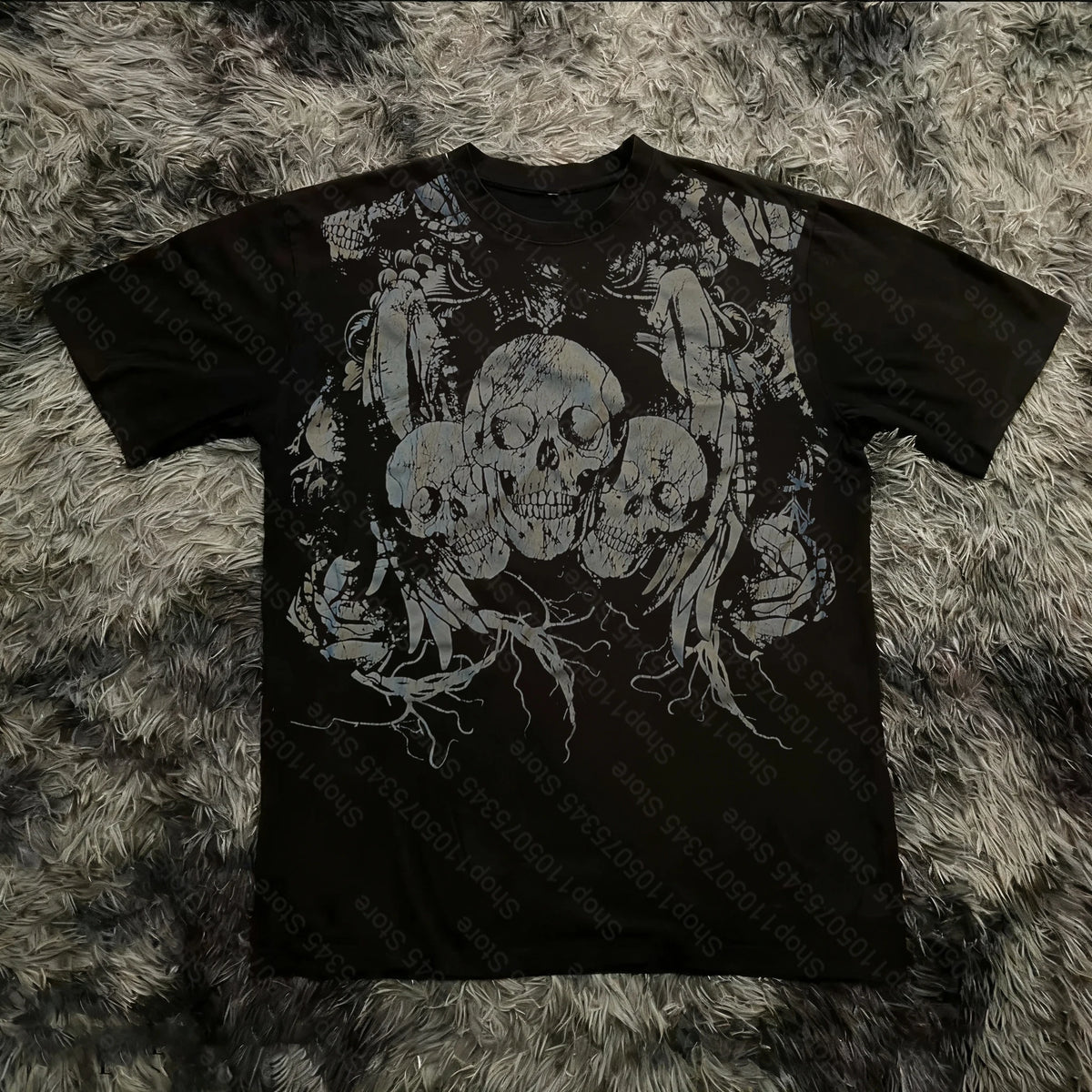 Retro Classic Gothic Style T-shirt Print Oversized Shirt High Street Shirts Gothic Round Neck Cotton Tops New Mens Women T Shirt