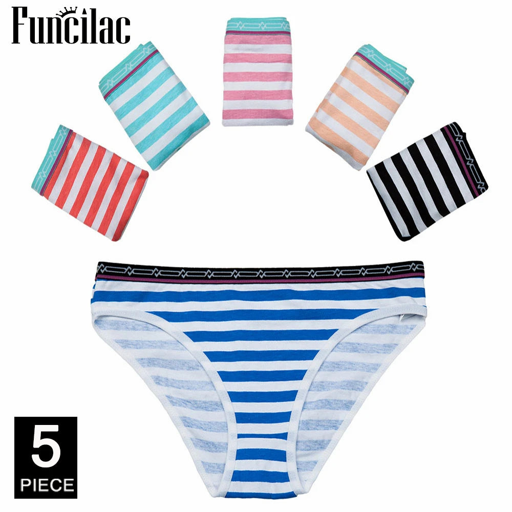 Sexy Panties for Women Cotton Soft Female Underwear Lace Briefs set Ladies Striped Bikini Intimates Lingerie 5 pcs/lot