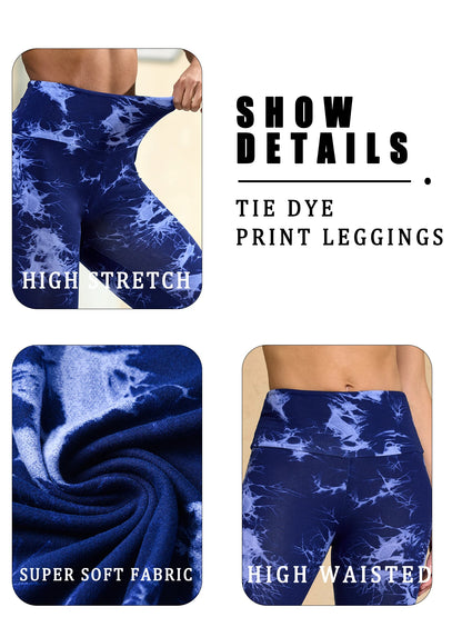 Super Soft High Waisted Tie Dye Sport Capri Pants for Women No See Through Workout Running Yoga