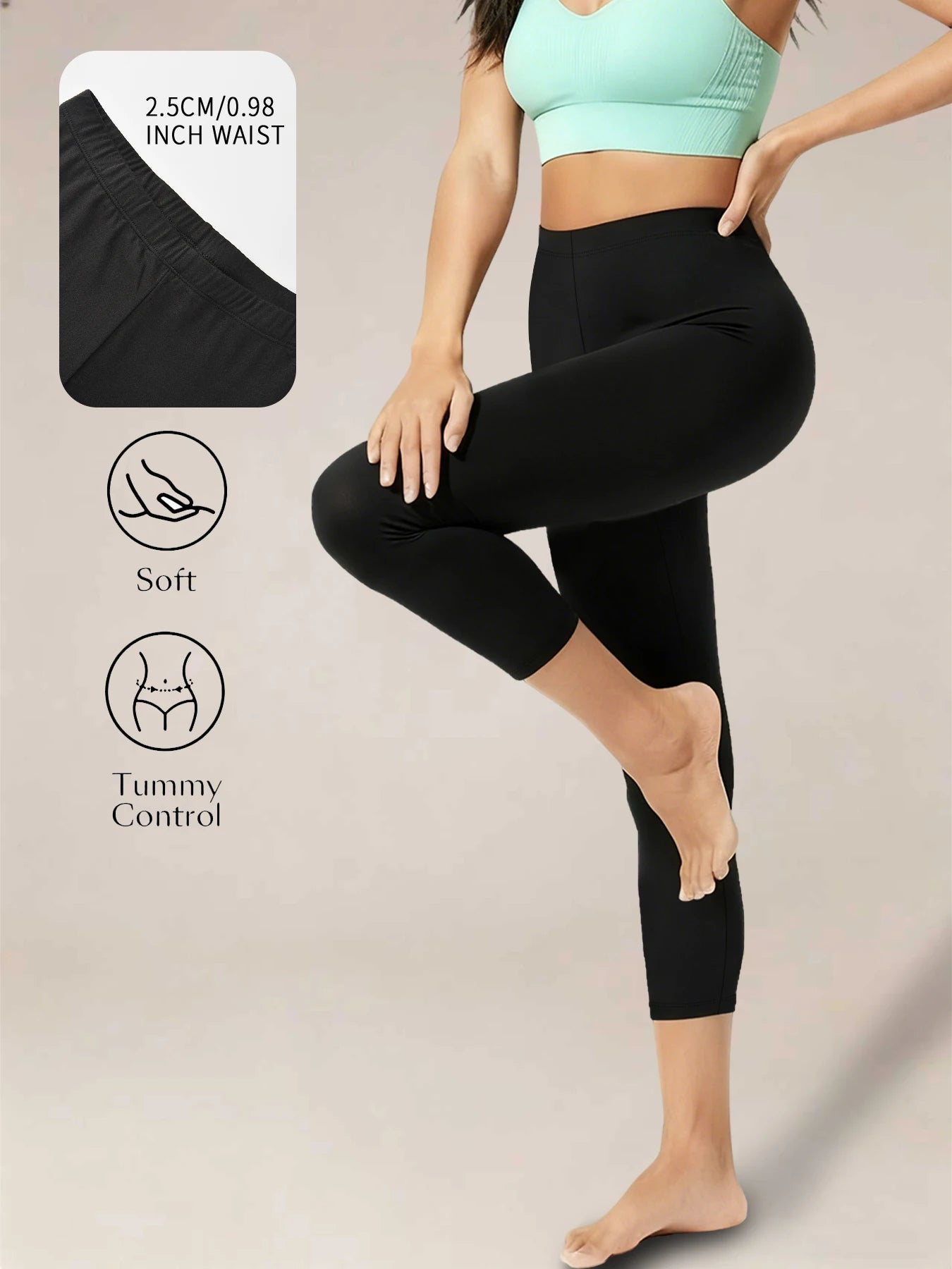 Super Soft Yoga Running Pants Women Capri Leggings No See Through Athletic Workout Home Casual Leggings