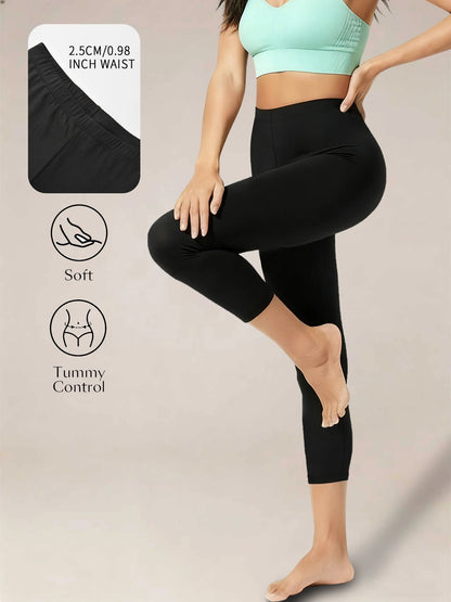 Super Soft Yoga Running Pants Women Capri Leggings No See Through Athletic Workout Home Casual Leggings