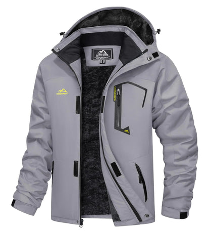 Men's Water-Resistant Ski Jacket Winter Fleece Lined Snow Coat Warm Windproof Outdoor Jacket
