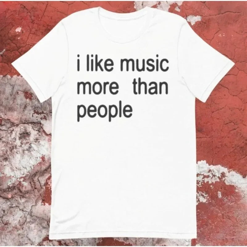 Funny Music T-Shirt I Like Music More Than People Men's Graphic Tee Unisex