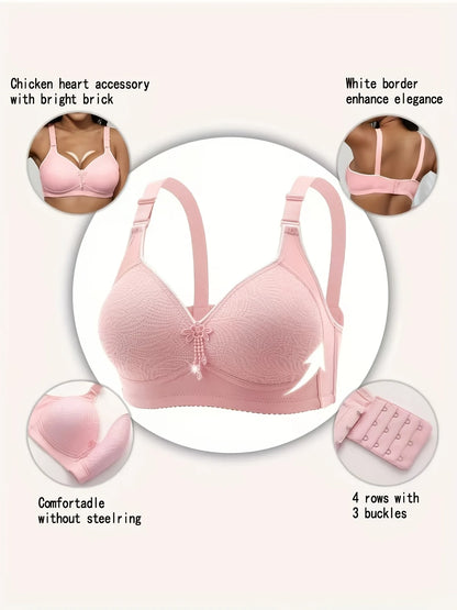 6pcs Seamless Tassel Decor Wireless Bra, Comfortable Push-Up Bra, - Adjustable Strap,