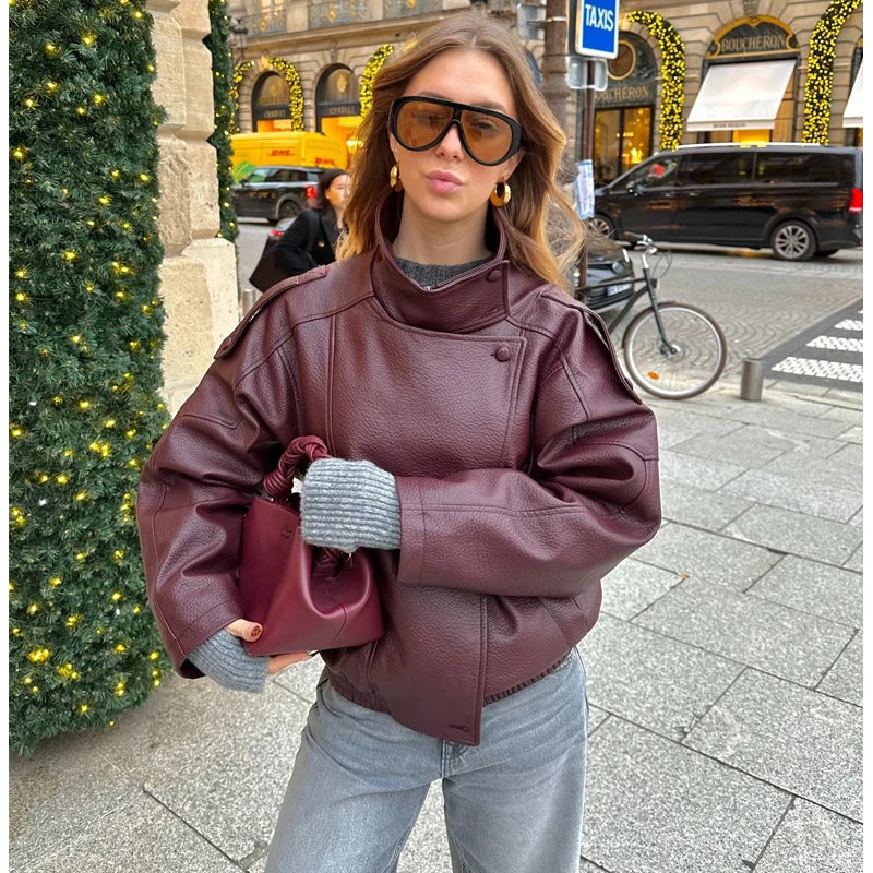 MUJER Faux Leather Jackets for Women Oversize Women's Bomber Jacket Fashion Winter Womens Coats Outerwears Demi-season Jackets