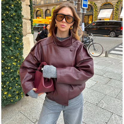 MUJER Faux Leather Jackets for Women Oversize Women's Bomber Jacket Fashion Winter Womens Coats Outerwears Demi-season Jackets