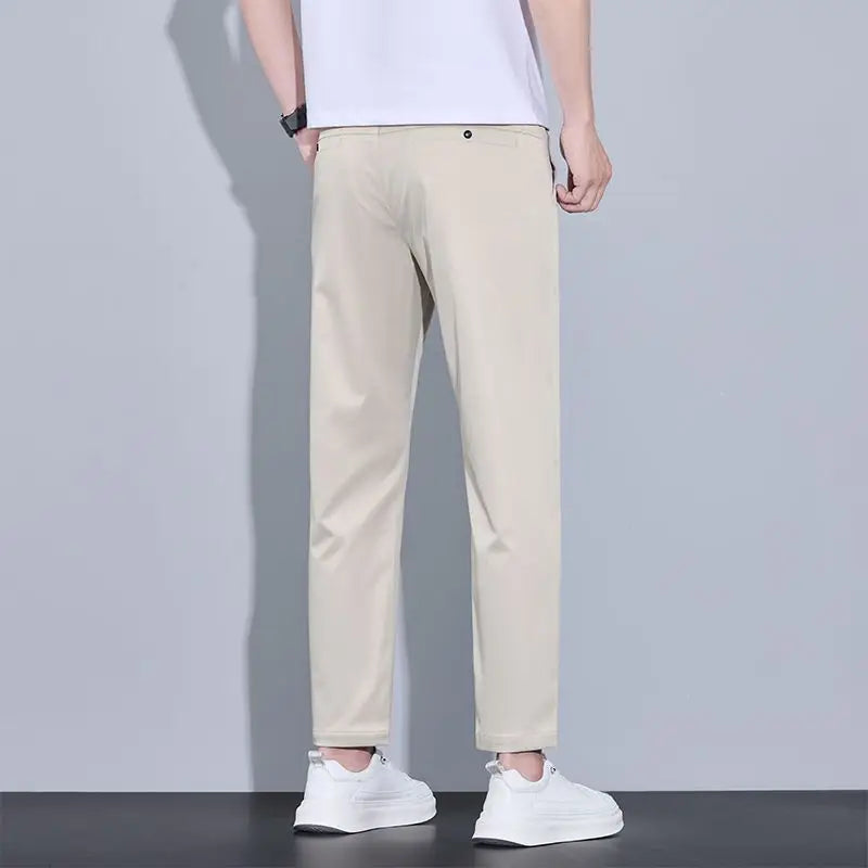 2026 New Spring Summer Ankle-Length Pants Men Straight Fit Fashion Thin Brand Clothing Solid Color Casual Trousers Male 28-38