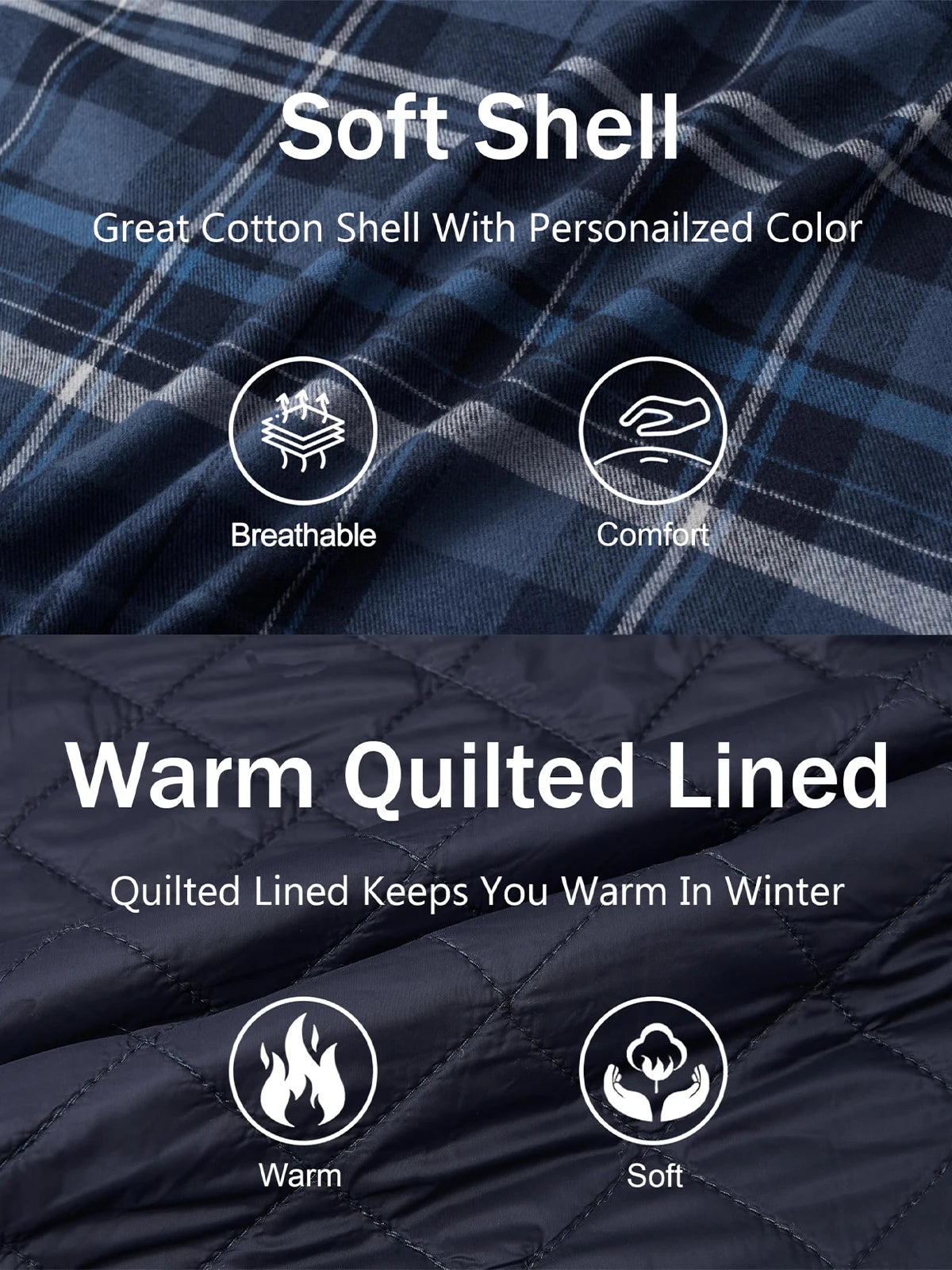 MAGCOMSEN Men's Hooded Flannel Jacket Cotton Autumn Winter Warm Coat Long Sleeve Plaid Shirt