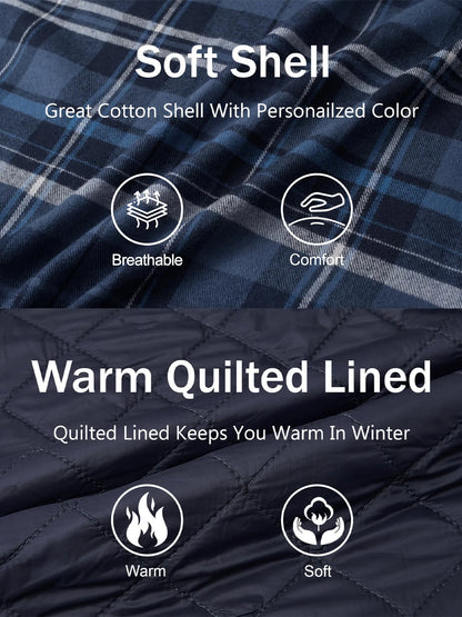 MAGCOMSEN Men's Hooded Flannel Jacket Cotton Autumn Winter Warm Coat Long Sleeve Plaid Shirt
