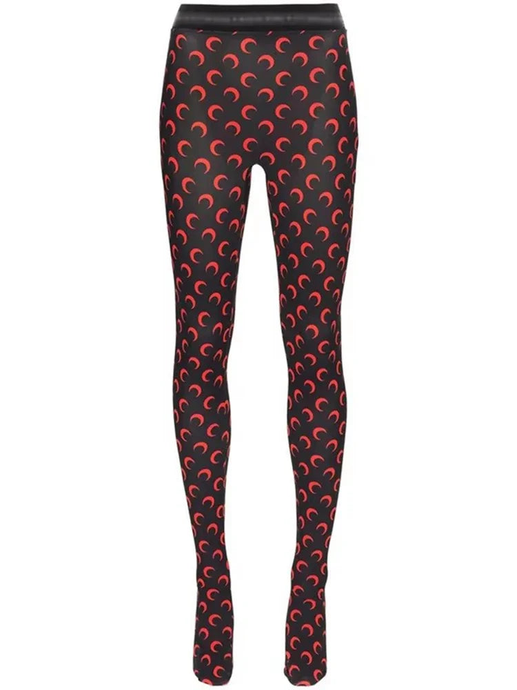 Fashionable Women Printed Elastic Jumpsuit Summer Casual Seamless Tight Thin Women\'s High Waisted Leggings