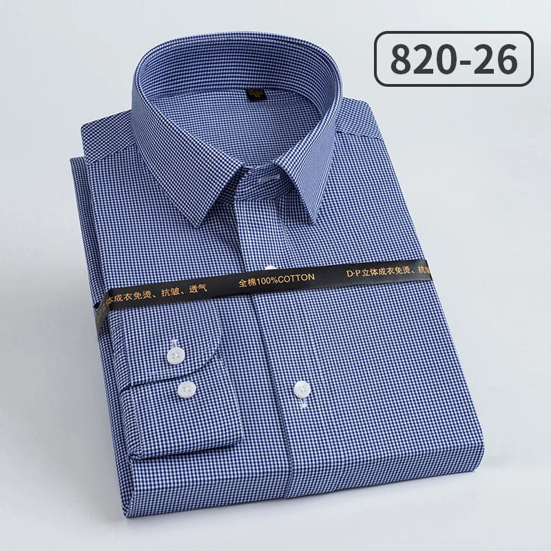 Men's pure cotton long sleeved shirt slim fit high-end light luxury 100 count striped heterochromatic collar wrinkle resistant