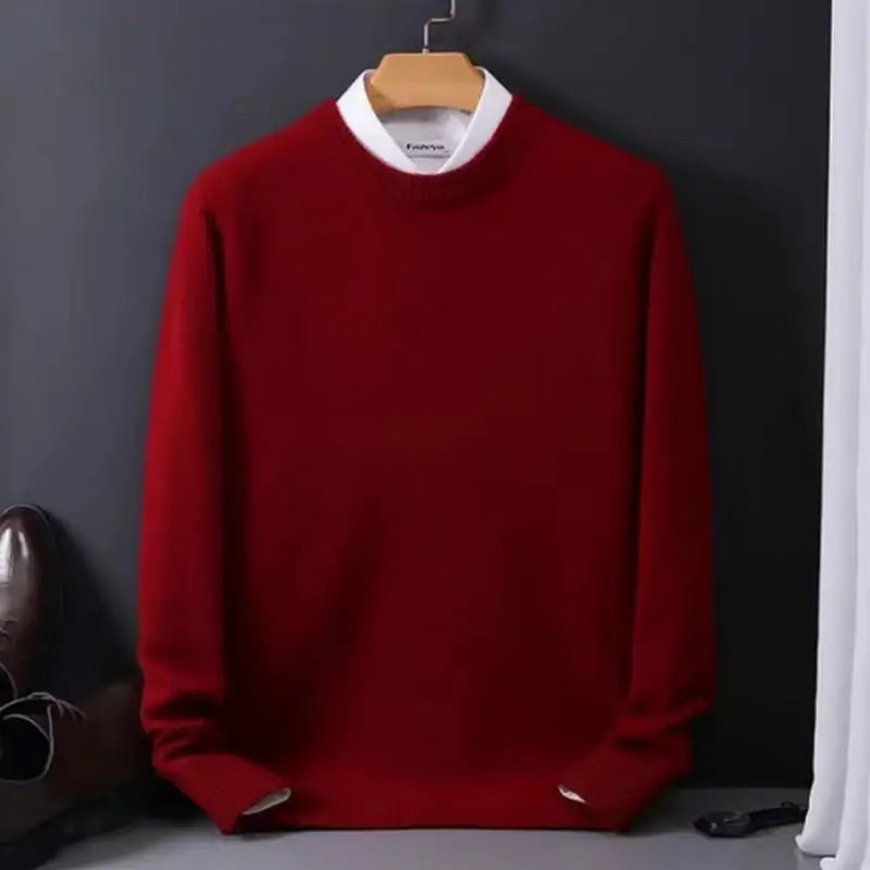 2025 Cashmere Sweater O-neck Pullovers Men's Loose Oversized M-3XL Knitted Bottom Shirt Autumn Winter