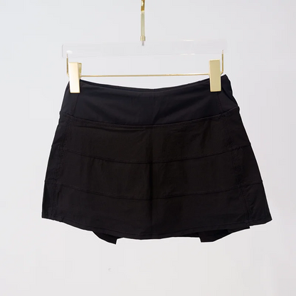 LULU FLORA Solid Color Women's Summer Sport Yoga Shorts High-Waisted Tight Simple Quick-Dry Breathable Tennis Pleated Skirt