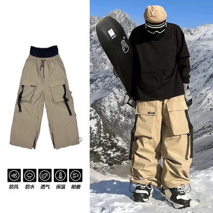 Multi-pocket Waterproof Sports Ski Pants Men's and Women's Violet American Heavy Industry Snow Wear Pants Trend