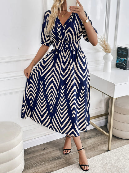 Elegant Directed Large Swing Geometric Pattern Dress Women's Fashion Casual Skirt