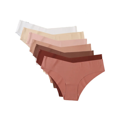 7Pcs/Set Women's V-Waist Panties Seamless Low-Waist Bikin Briefs Ladies Sexy Lingerie Ice Silk No Show Invisible Underwear XS-XL