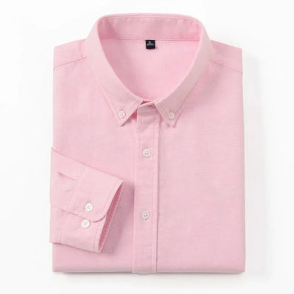 Men's Slim-Fit Oxford Cotton Shirt: Long Sleeves, Casual Breathable Fabric, Exquisite Craftsmanship, Brand with OEM Processing