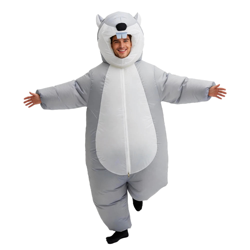 Cartoon Squirrel Inflatable Costume Mascot Adult Parade Character Cosplay Animal Halloween Party Event Set
