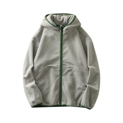 DUKEEN Men's Double-Sided Fleece Hoodie Autumn and Winter Warm Windbreaks 7A Antimicrobial Zipper Jackets for Men