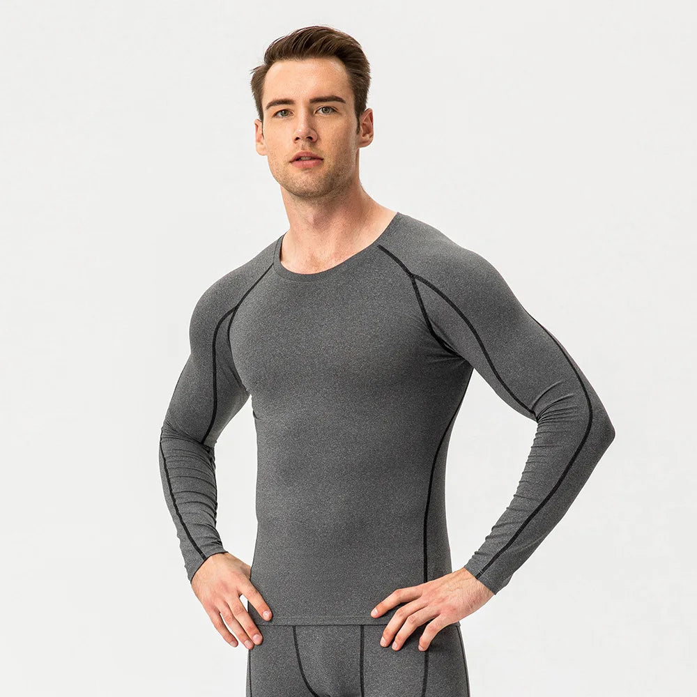 Men's Compression Shirt Long Sleeve Sports Workout T-Shirts Sport Quick Dry Fitness Running Tops Gym Sports Tights
