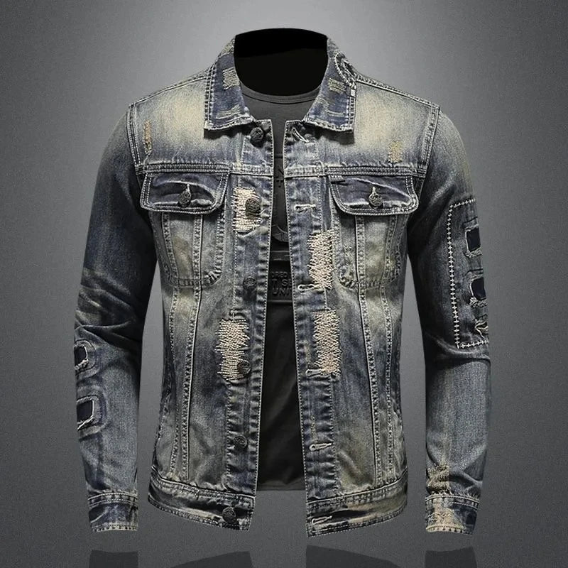 2026 winter denim jacket male Fashion Trench Coat Trend Jacket Men's Casual jackts men classic style denim Coat men full M-4XL