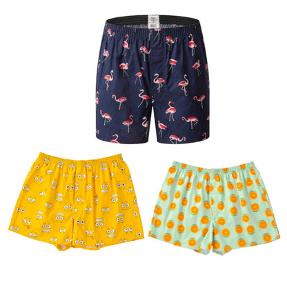 3PCS 100% Cotton Men's Boxer Briefs Men's Sports Shorts Home Comfort Casual Men's Panties Loose Soft Men's Underwear Aro Pants