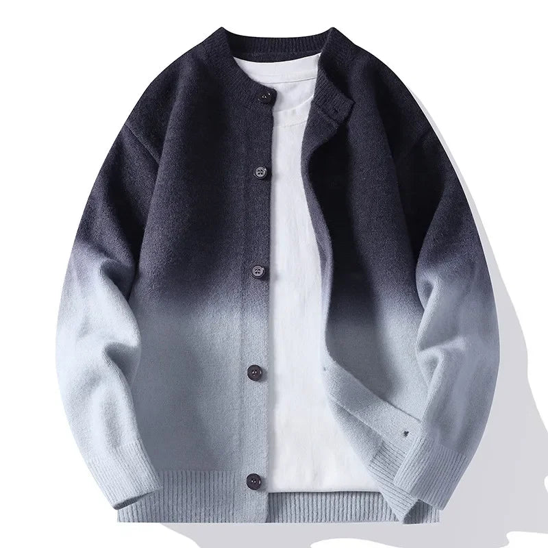 Legible Autumn and Winter Casual Sweater Men Loose Knitted Cardigan Male Round Neck Collar Sweatercoats Man