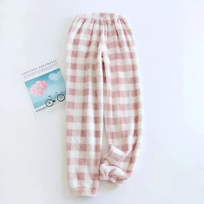 Men Autumn Winter Full Length Pajama Pants Thicken Flannel Sleep Bottom Casual