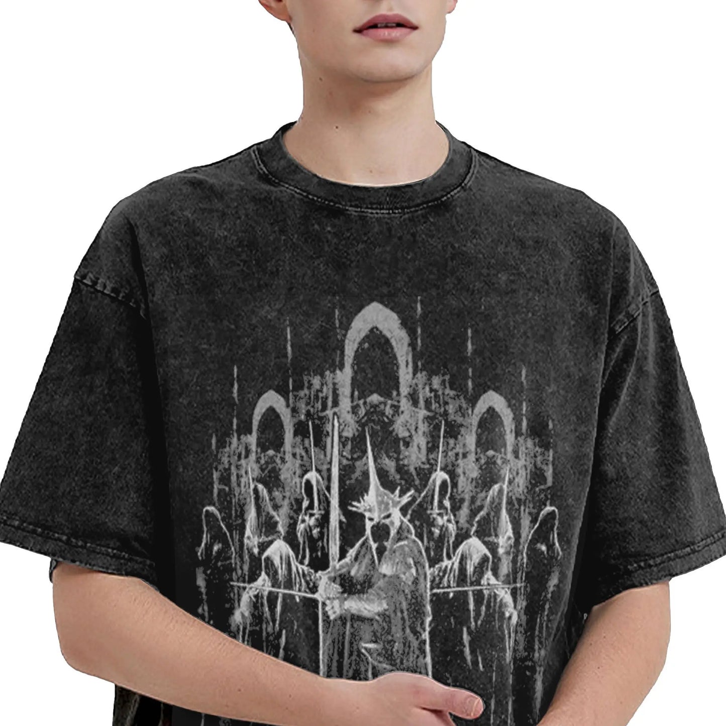 Mordor L-Lords of the R-Rings T Shirts Hip Hop Washed Short Sleeve Harajuku T-Shirts Men Women Tops Streetwear Summer Tee Shirt