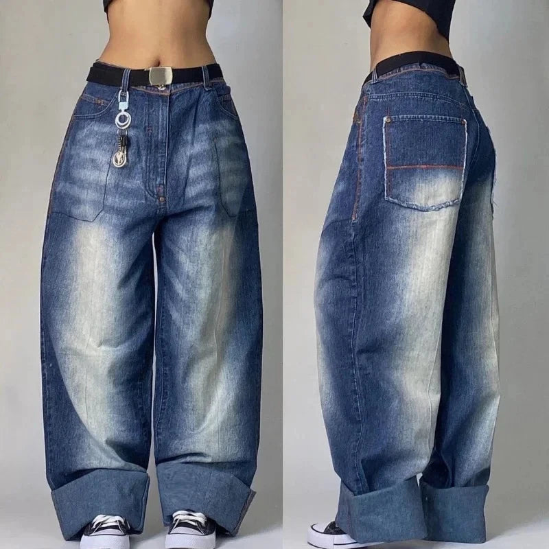 Y2K Harajuku New Punk Feng Shui Washing Old Baggy Jeans Female