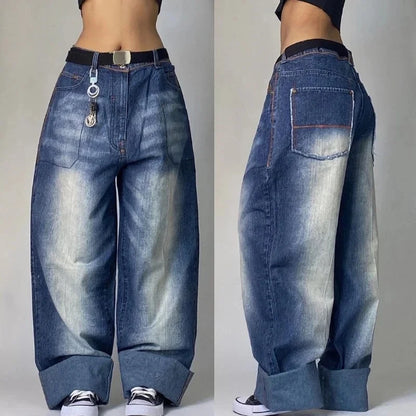 Y2K Harajuku New Punk Feng Shui Washing Old Baggy Jeans Female