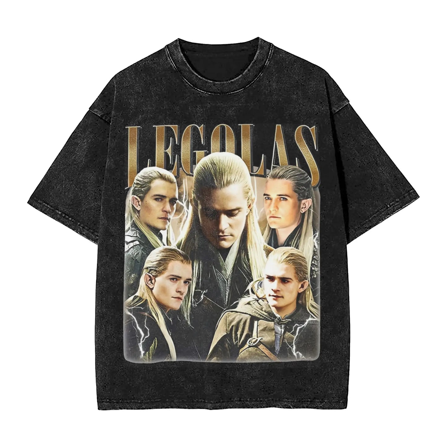 Washed T Shirts Legolas L-Lords Of The R-Rings Hip Hop Casual T-Shirts Street  Streetwear Cotton Summer Tops Tee Shirt Men Women