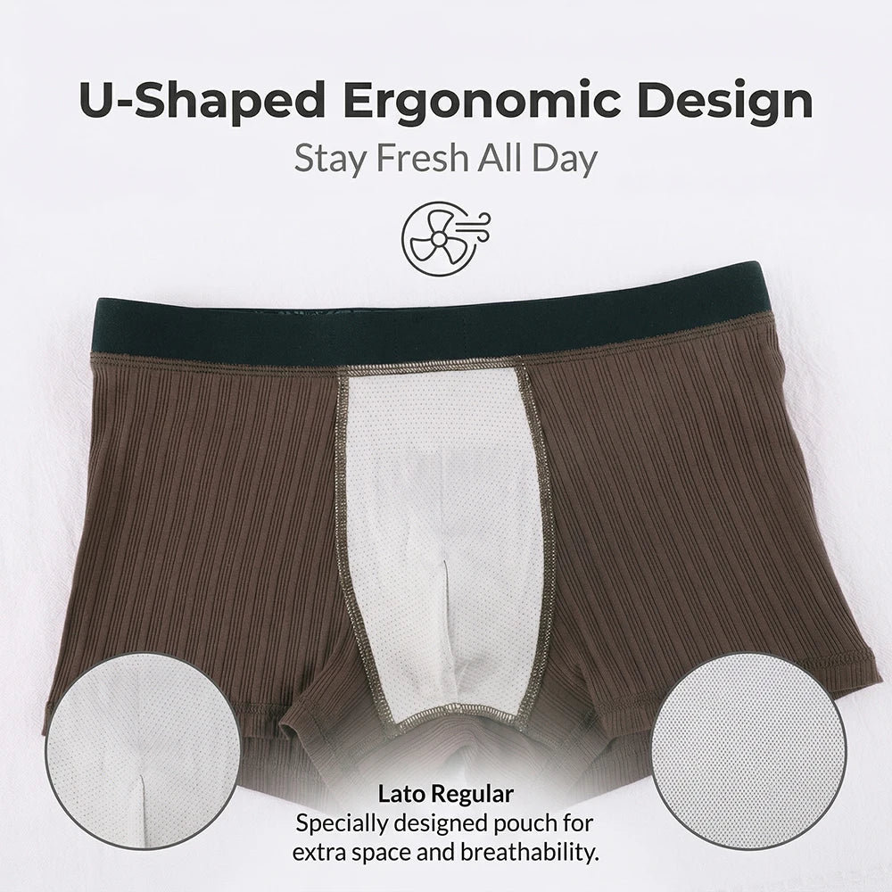 3PCS/Pack Luxury Solid Striped 95% Cotton Knit Underwear Arrival for Man Breathable Mesh Crotch Boxers Super Soft