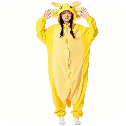 Animal Axolotl Kigurumi Pyjamas Halloween Family Onesie Adult Cartoon Purple Pink Blue Pajama Cosplay Party Women Men Homewear