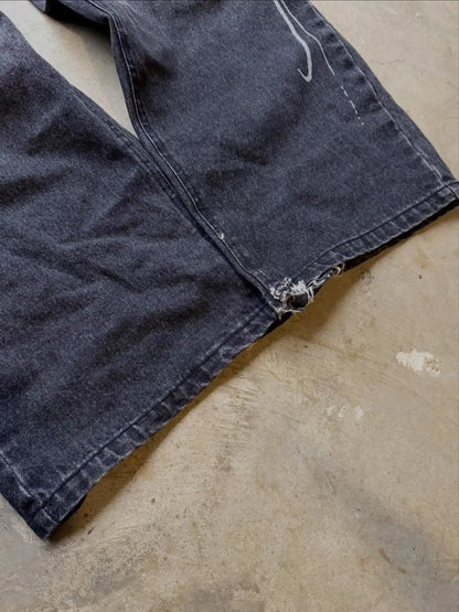 Y2K Jeans Mujer Harajuku Retro Womens Clothing 2000s American Casual High Waist Straight Wide Leg Leopard Print Hem Jeans
