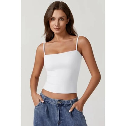 QINSEN Women's Double Lined Basic k Top Adjustable Spaghetti Straps Sleeveless Camisole Shirts