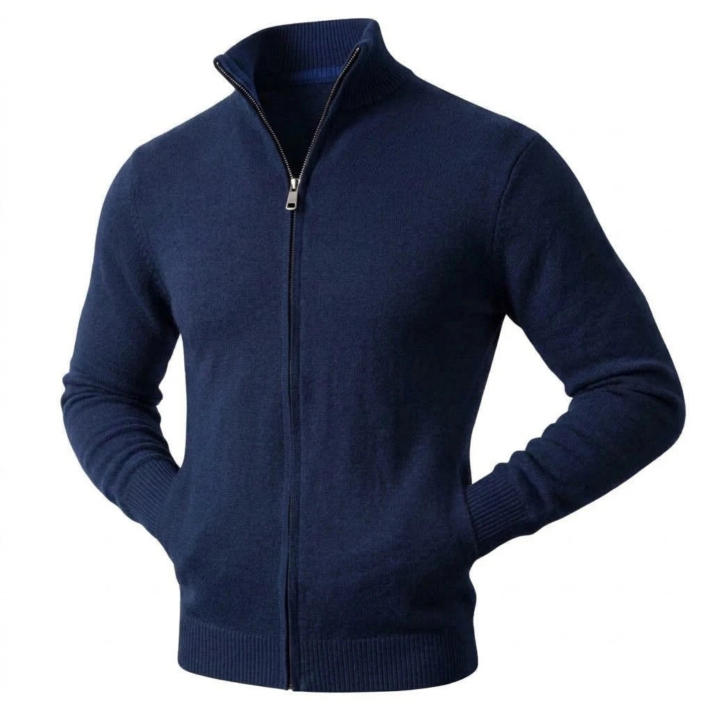 Autumn Men's Casual Stand Collar Cardigan Sweater Zip Knitted Jacket Winter Warm Jumper Coat Outwear Long Sleeve Streetwear Top