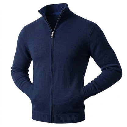Autumn Men's Casual Stand Collar Cardigan Sweater Zip Knitted Jacket Winter Warm Jumper Coat Outwear Long Sleeve Streetwear Top