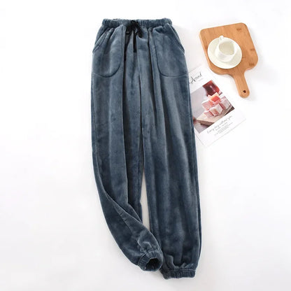 New men's home pants thick flannel warm pants autumn and winter large-size coral fleece trousers pajama pants
