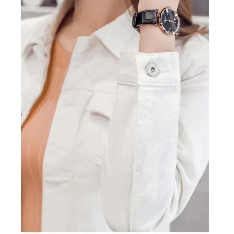 New Women's Denim Jacket Spring and Autumn 2024 Casual Short Denim Jacket Women's Korean Version Solid Color Jacket Clothes