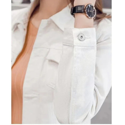 New Women's Denim Jacket Spring and Autumn 2024 Casual Short Denim Jacket Women's Korean Version Solid Color Jacket Clothes