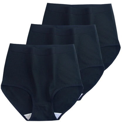 3pcs Cotton Women Panties Lady Plus Size Underwear Large Size High Waist Briefs Breathable Solid Color Female Lingerie
