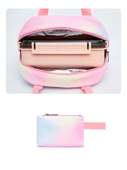3pcs White Puppy Maltese Dog Colorful Backpack with Lunch Bag for Women Student Teenagers Rucksack Casual School Bags Sets