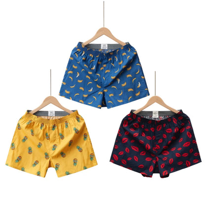 3PCS 100% Cotton Men's Boxer Briefs Men's Sports Shorts Home Comfort Casual Men's Panties Loose Soft Men's Underwear Aro Pants
