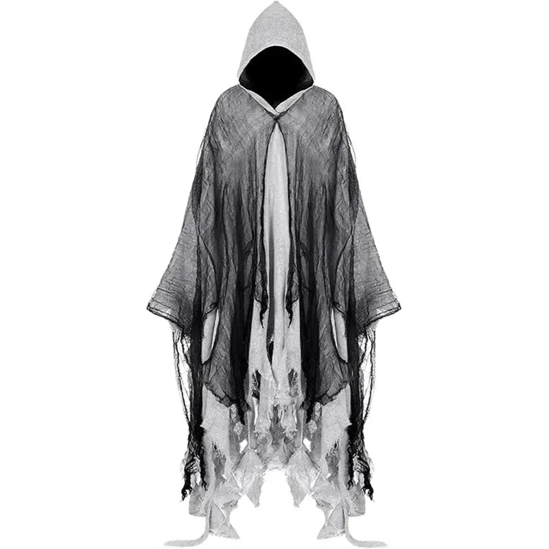 Grim Reaper Costume Cloak with Hood Dune Costume Medieval Renaissance Cloak Halloween Witch Wizard Vampire Cape Party Cosplay