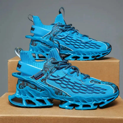 Men's Running Shoes Breathable Shock-Absorbing Lightweight Low-Top Sneakers Vibrant Blue TPU Sole and EVA Cushion for Gym Hikin